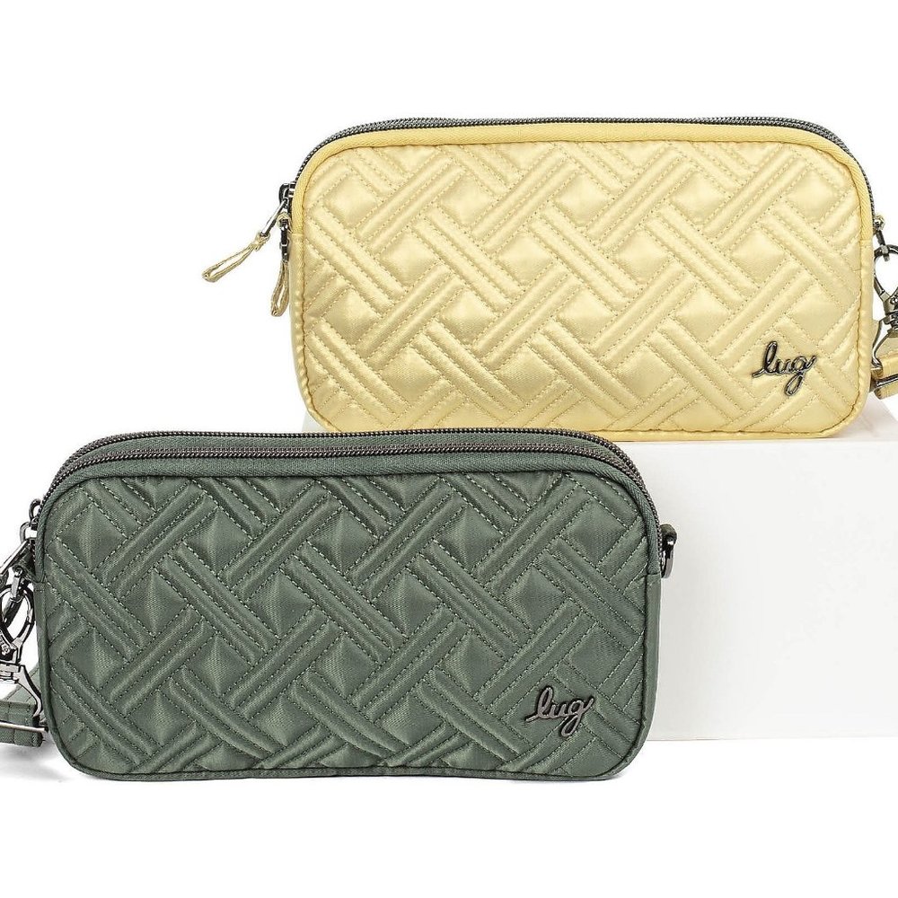 Lug Set of 2 Convertible Crossbody Bags - Coupe XL - Olive Green & Metallic Gold